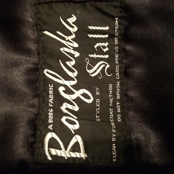 70s Vintage Faux Fur Winter Coat by Borglaska, Stall design / Sz M-L / Black - Picture 10 of 16